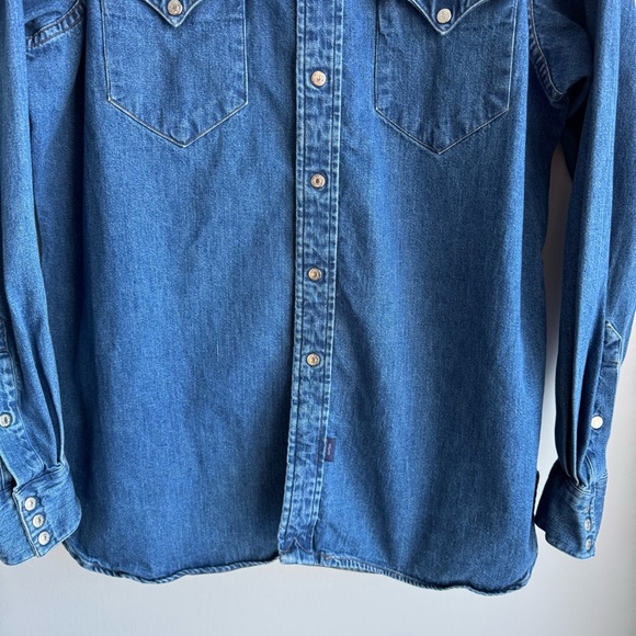 Rare 90s Vintage Ralph Lauren Polo Country Denim Suede Shirt XL Western Rugged - Picture 8 of 14